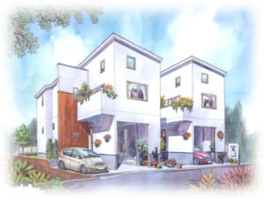 上記と同じコンセプトの2棟現場です。